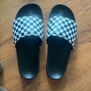 Vans Black and White Checkered Slides